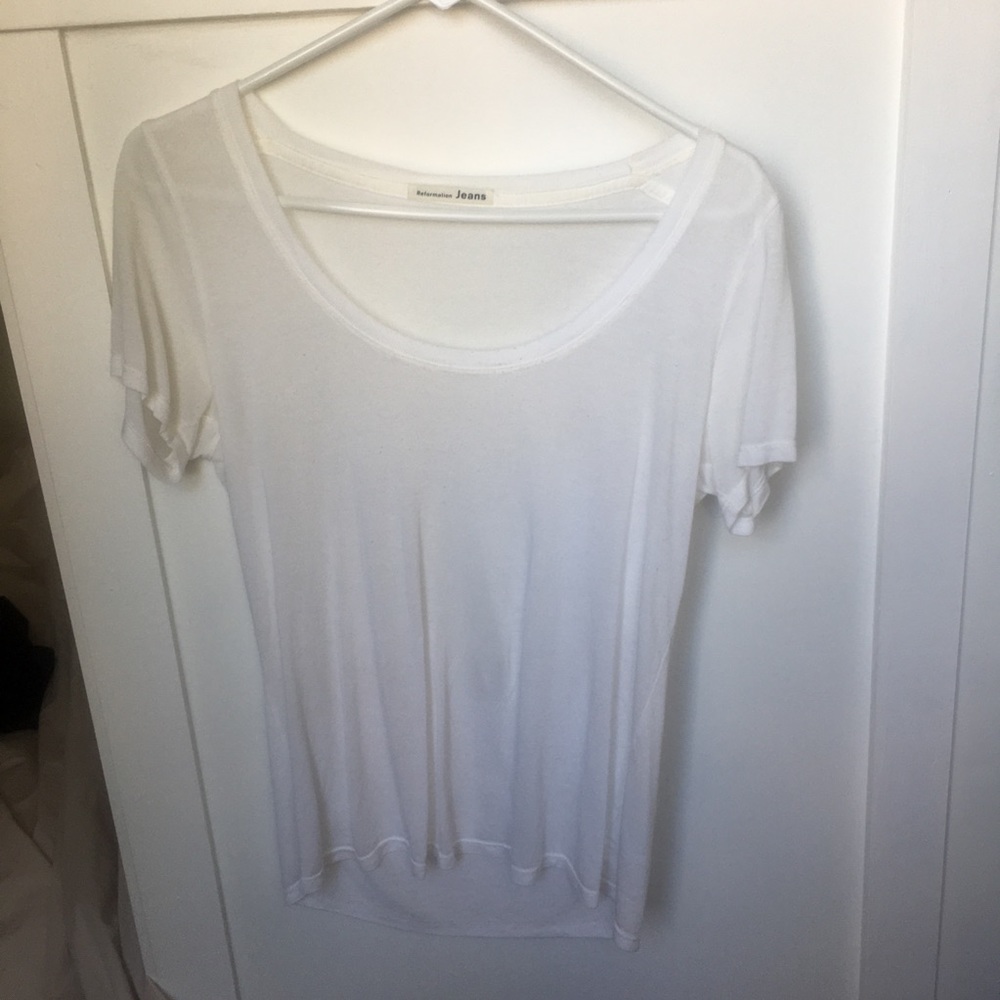 Reformation White Scoop Neck Tee